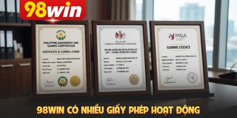 98Win có nhiều giấy phép hoạt động