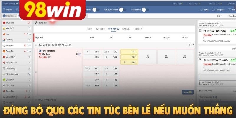 Đừng bỏ qua các tin tức bên lề nếu muốn thắng cược