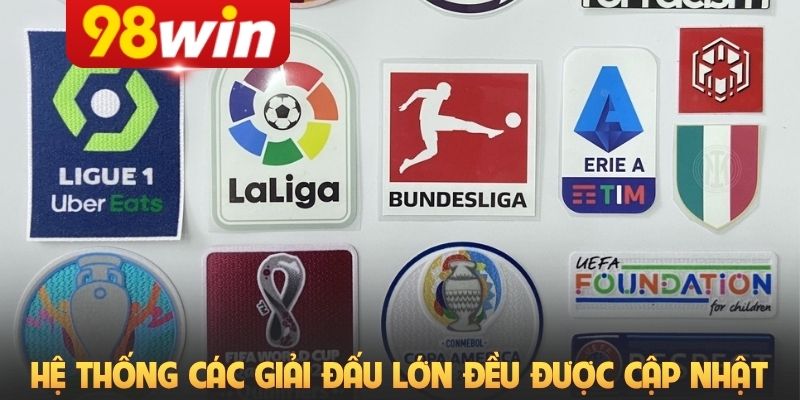 Hệ thống các giải đấu lớn đều được cập nhật