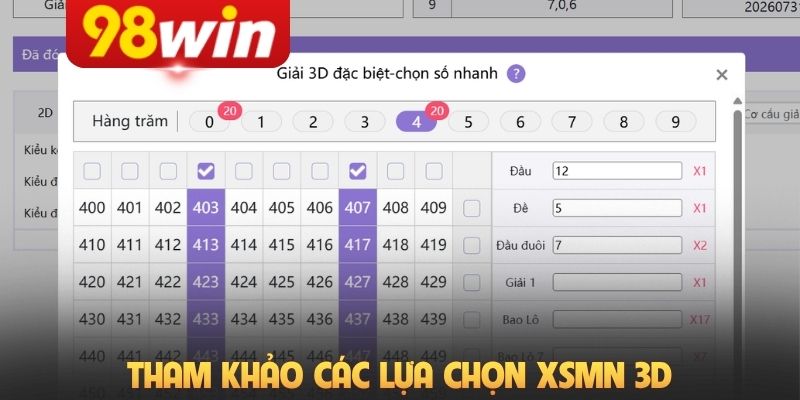Tham khảo các lựa chọn XSMN 3D